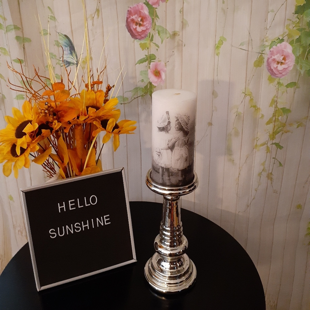 Pillar Candle Vintage Look Little Girls Home Décor